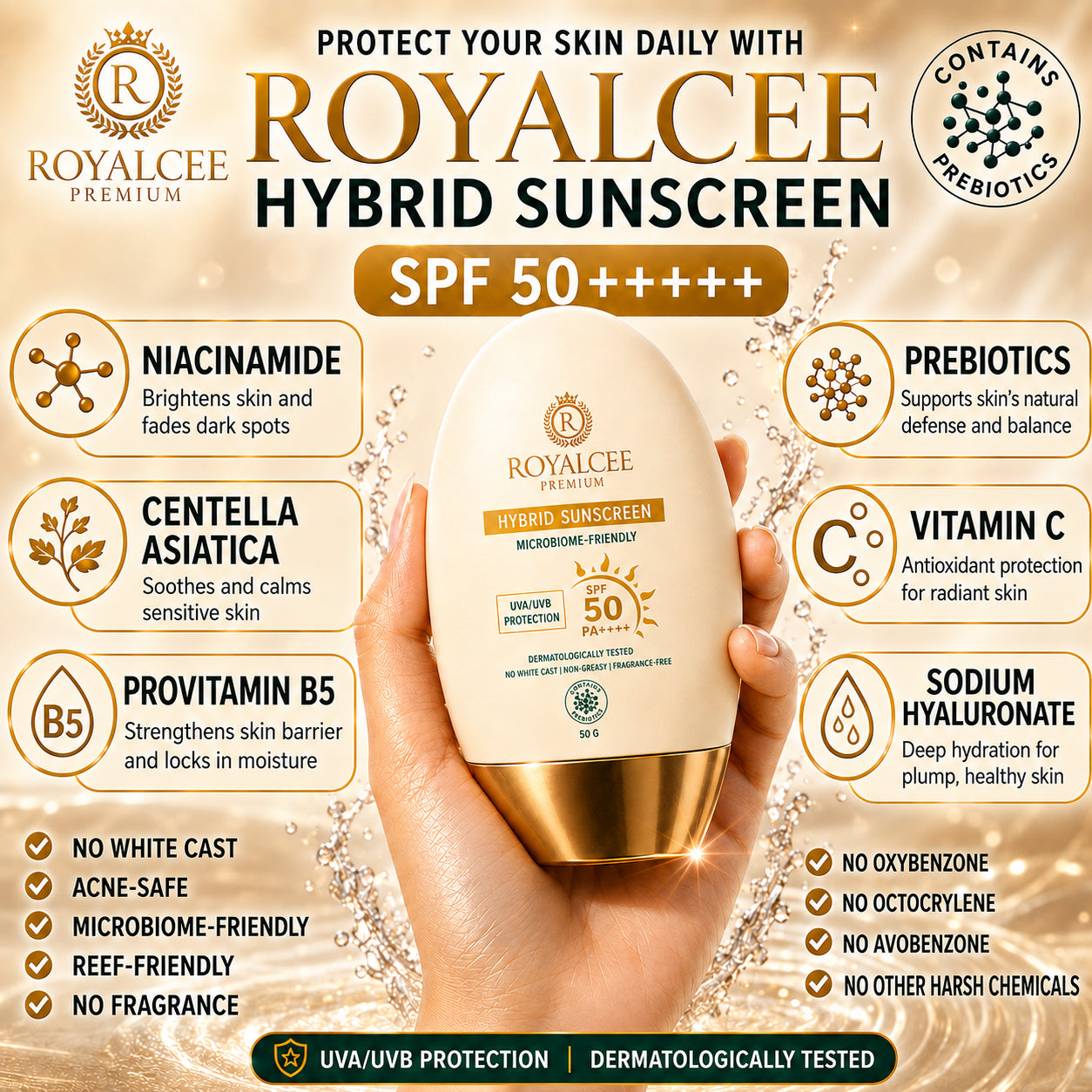 HYBRID SUNSCREEN  SPF 50++++ Royalcee Premium